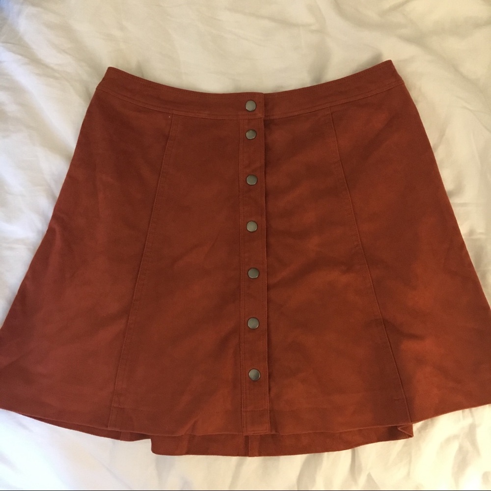 Faux Suede Burnt Orange Mini Skirt